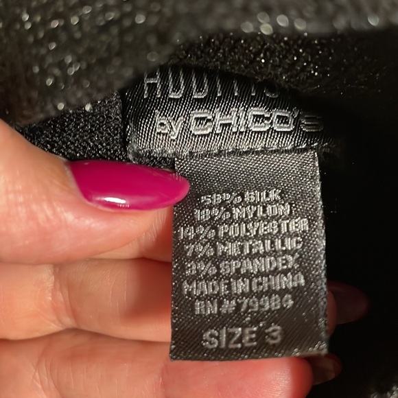 Additions by CHICOS Black SPARKLE MOCK neck sleeveless tank top Chico 3 (reg XL) - Picture 6 of 9